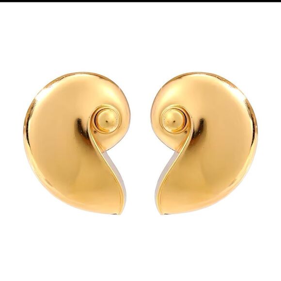 Zara Snail Gold Statement Earrings - Picture 4 of 14